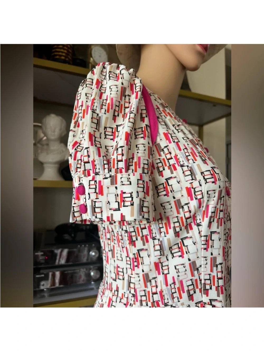 Girls Pink Patterned Short Sleeve Dress